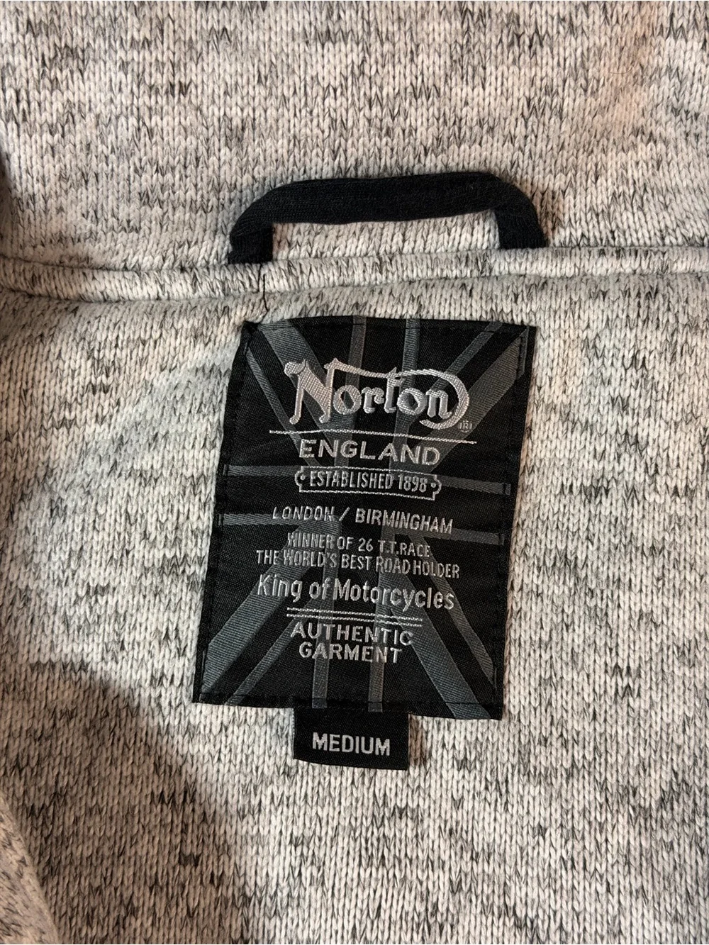 Norton Motorcycles Full Zip Sweater Jacket Men’s M Gray Hideaway Hood Rockers